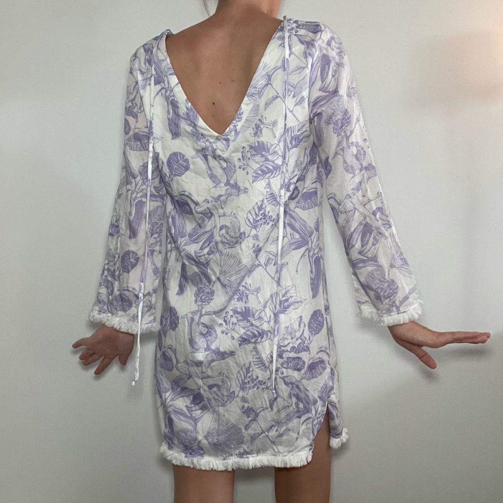 Persifor lavender bird print dress 🦜 size SM